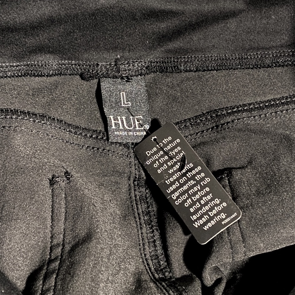 Hue Original Smoothing Denim Leggings Size Large Black U20622H - Picture 3 of 4